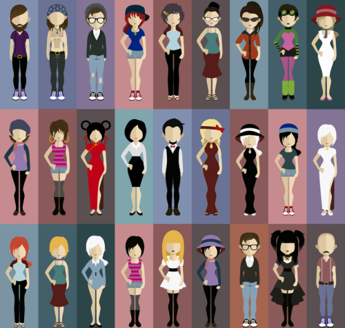 27 fashion characters design vector material