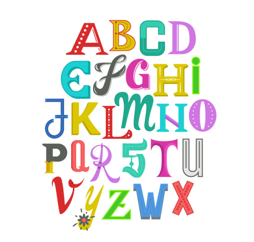 26 color letters of the alphabet