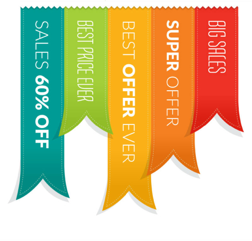 Creative special promotions ribbon vector
