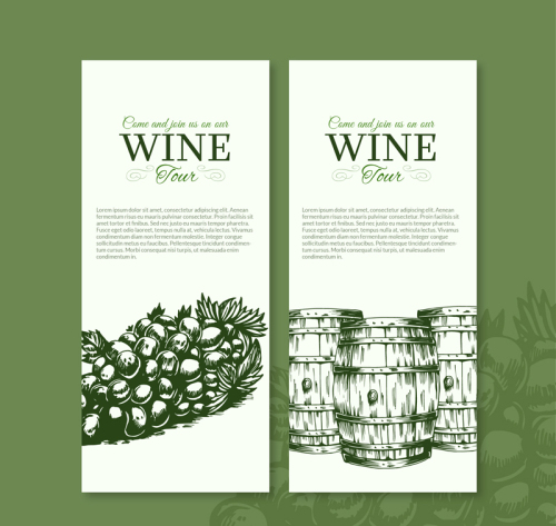 2 hand-painted banner vector wine
