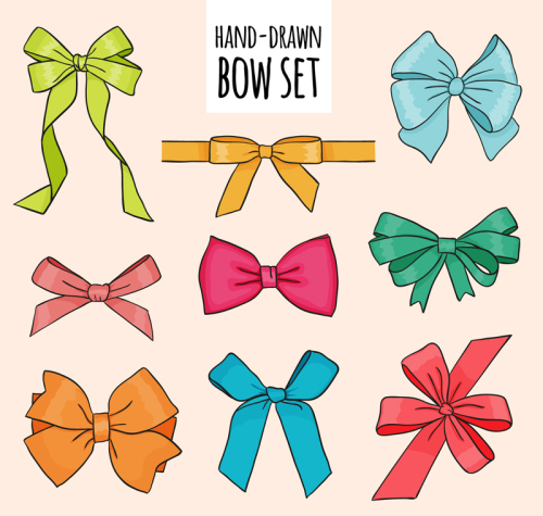 9 color painted bow vector material