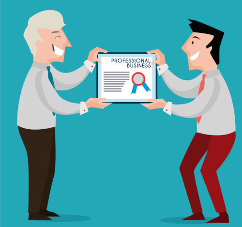 Obtain a certificate of business men vector material