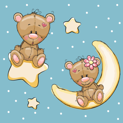 Cute couple bear vector material
