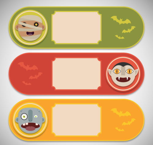 3 Cartoon Halloween banner Vector