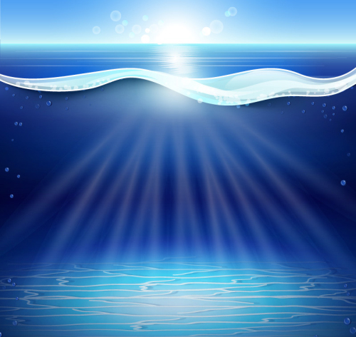 Sun vector material penetrating the sea