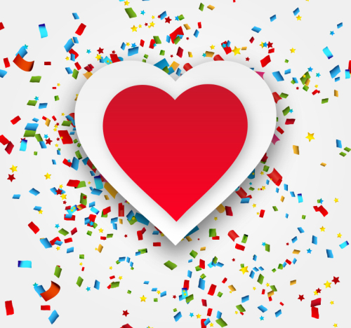 Creative Paper love and confetti vector material