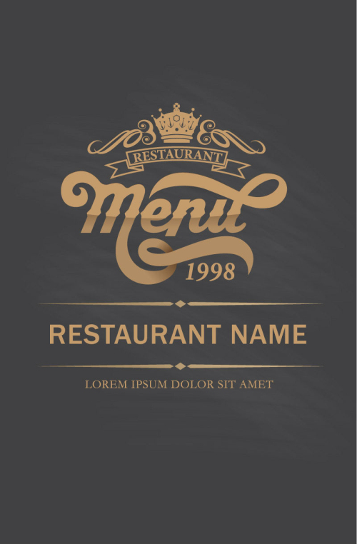 Gold Retro restaurant menu design vector material