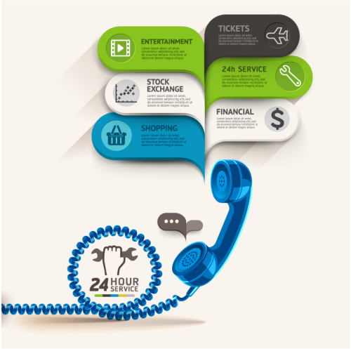 24-hour business information map vector material