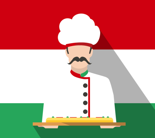 Vector Italian chef holding a pizza
