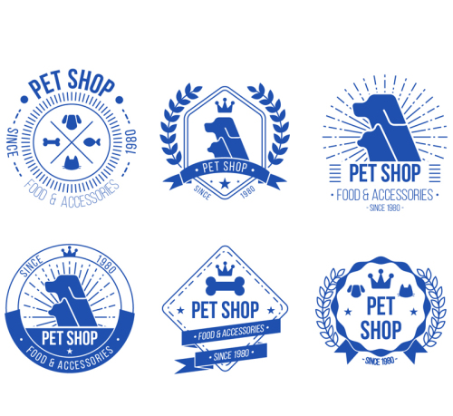 6 watercolor pet store logo vector material