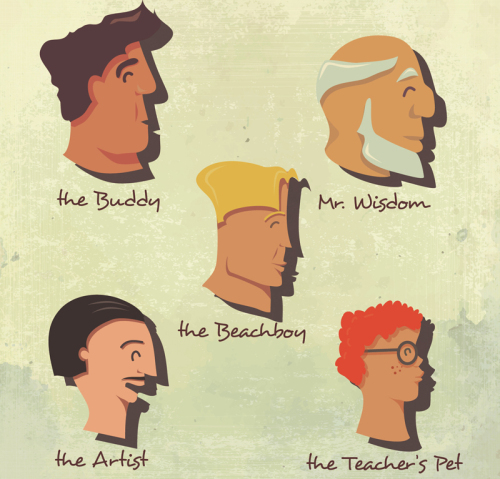 5 creative man in profile picture Vector