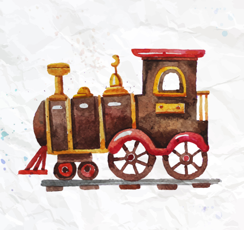 Drawing toy train vector material