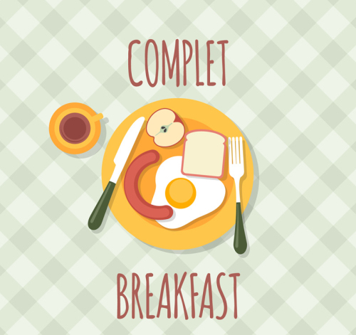 A plan view of a nutritious breakfast vector material