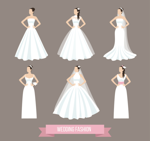 6 wear wedding bride vector material
