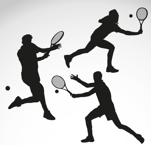 3 tennis silhouette figures vector