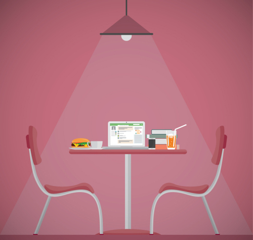 Dining table and chairs cartoon design vector material