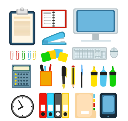 24, office supplies vector cartoon material