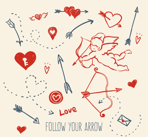 Cupid and arrows painted material amount