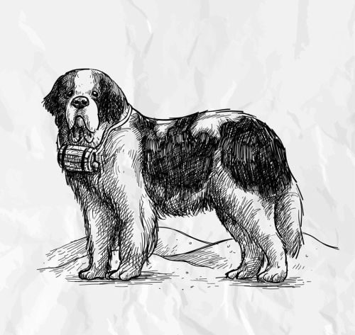 St. Bernard dog painted vector material