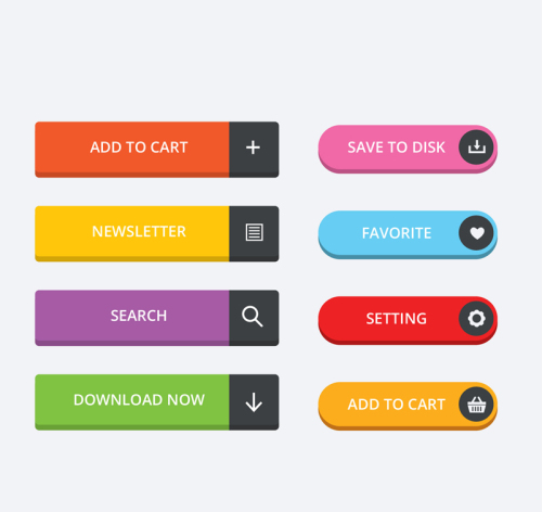8 color e-commerce website buttons vector