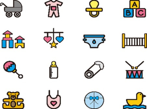 16 kids elements icons vector