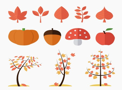 12 flat autumn plant vector